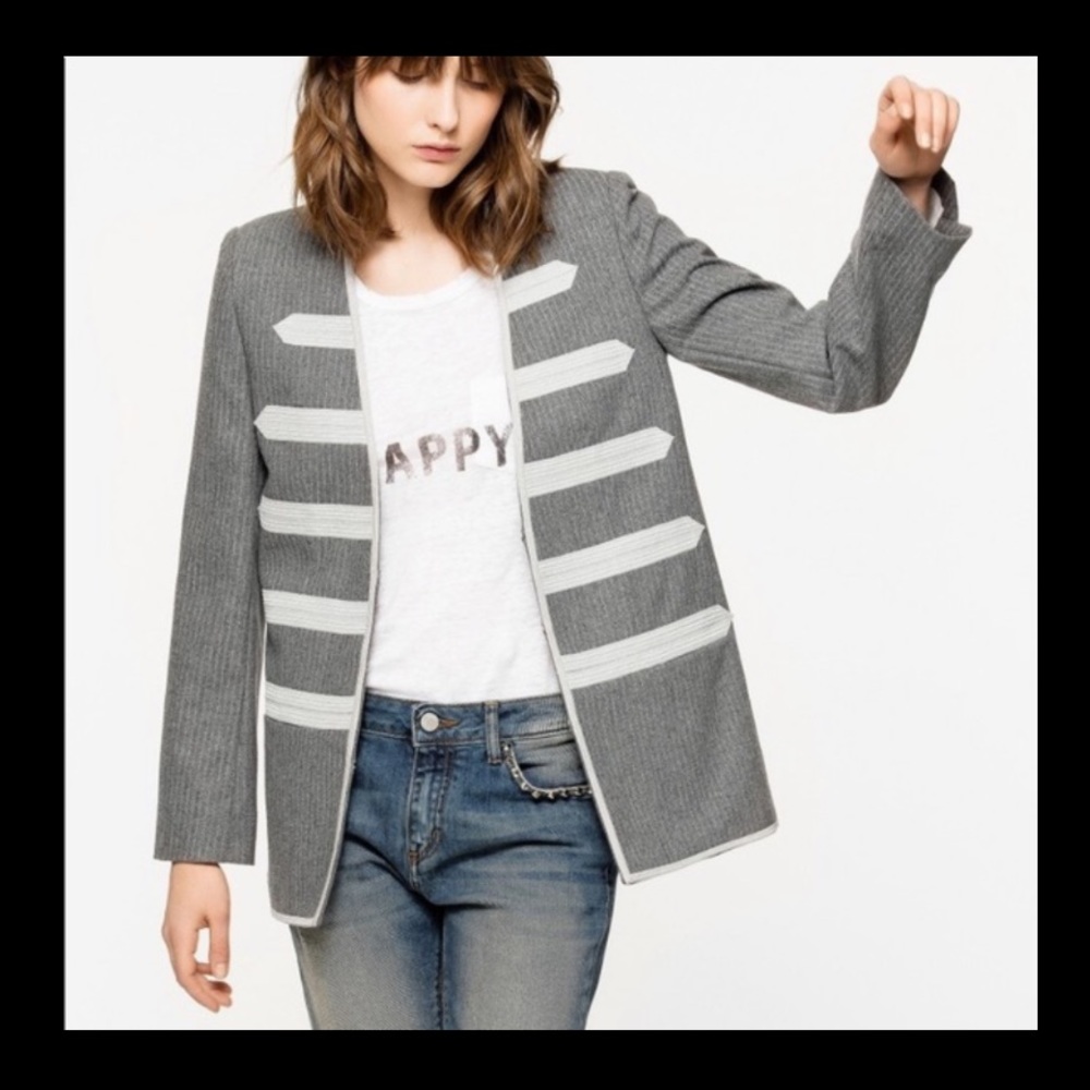 Zadig & Voltaire Gray Military Blazer